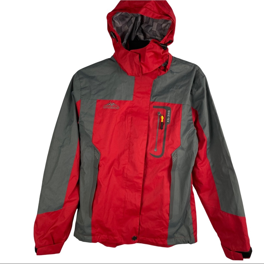 Gore-Tex Red and Gray Rain Jacket Outdoor Sport
